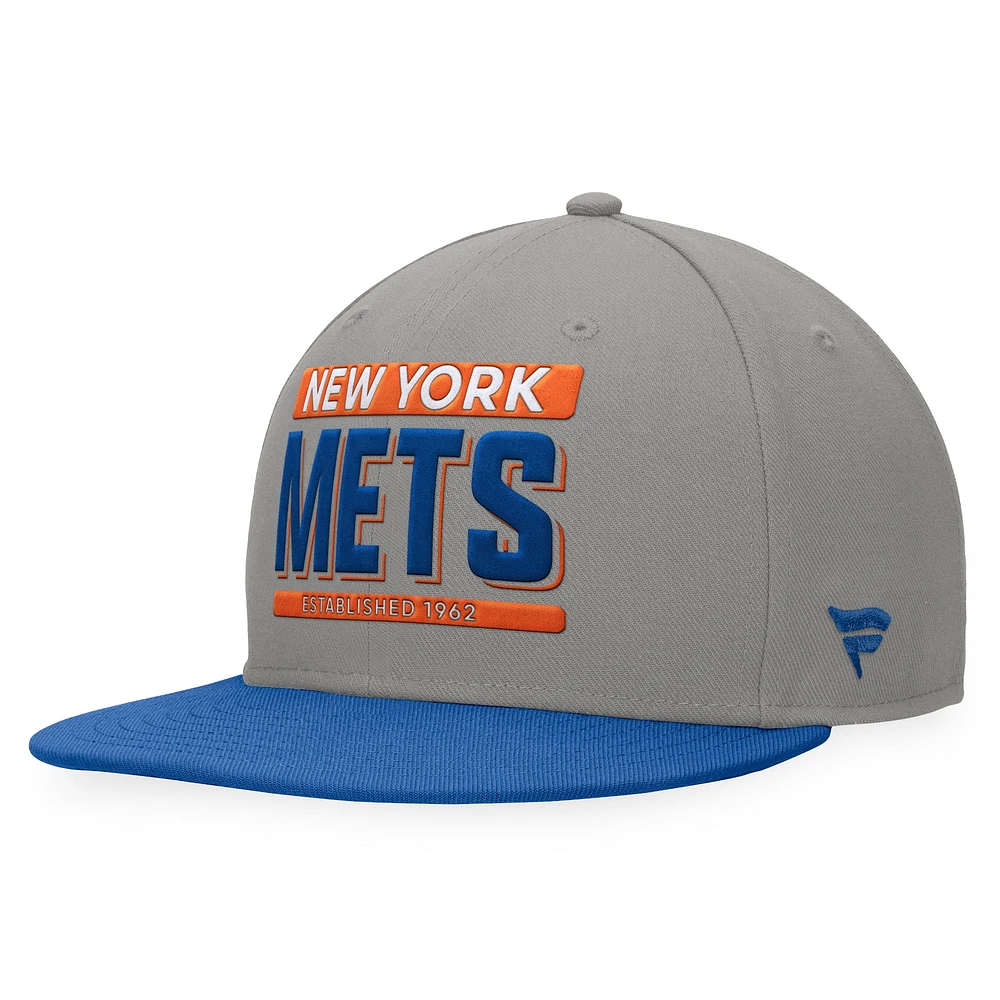 Men's Fanatics Gray/Royal New York Mets Line Drive Two-Tone Snapback Hat