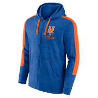 Sweat à capuche zippé en polaire New York Mets Gains Heather Royal Fanatics pour hommes