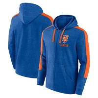 Sweat à capuche zippé en polaire New York Mets Gains Heather Royal Fanatics pour hommes