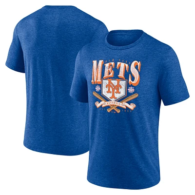 Men's Fanatics Heather Royal New York Mets Home Team Tri-Blend T-Shirt