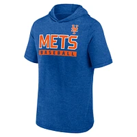 Sweat à capuche manches courtes Fanatics Heather Royal New York Mets Push pour hommes