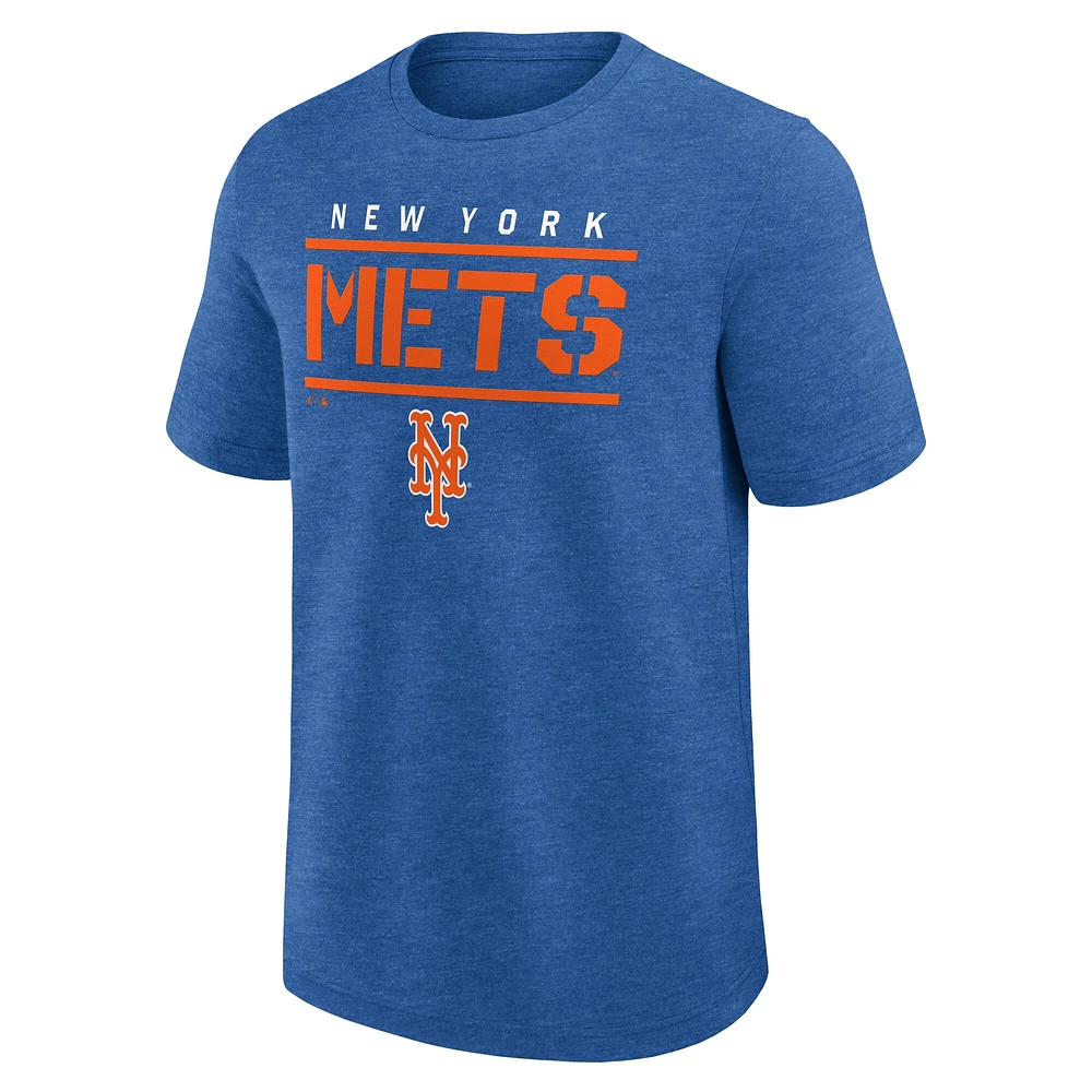 T-shirt Fanatics Heather Royal pour homme, modèle haut de gamme des Mets New York