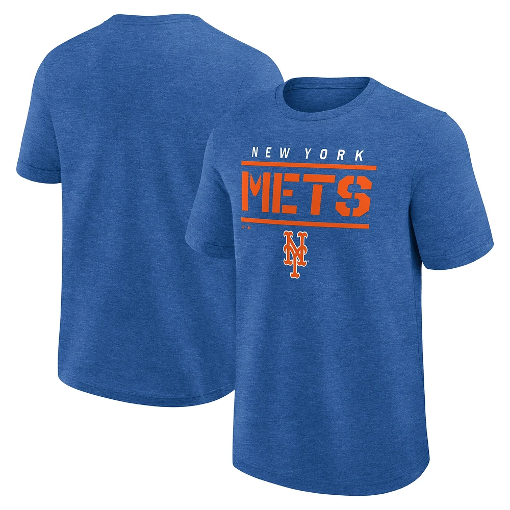 T-shirt Fanatics Heather Royal pour homme, modèle haut de gamme des Mets New York