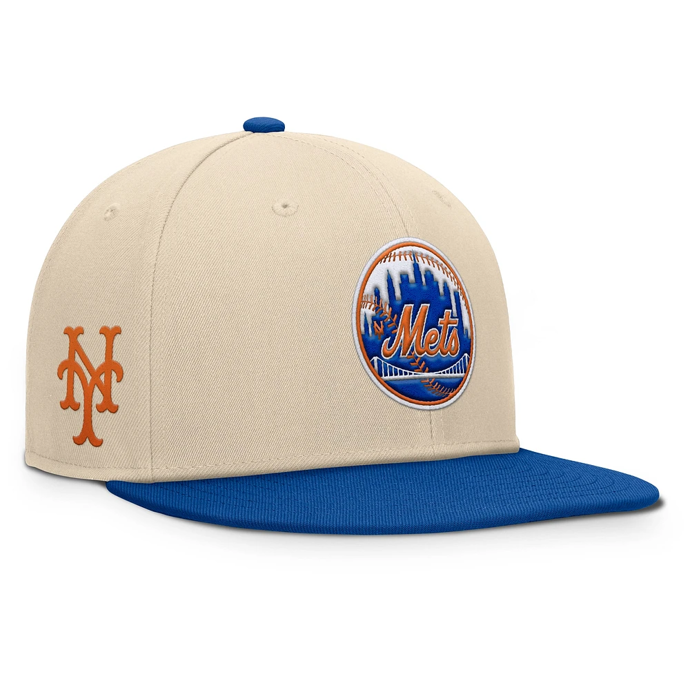 Men's Fanatics Natural/Royal New York Mets Cooperstown Collection Bounder Snapback Hat