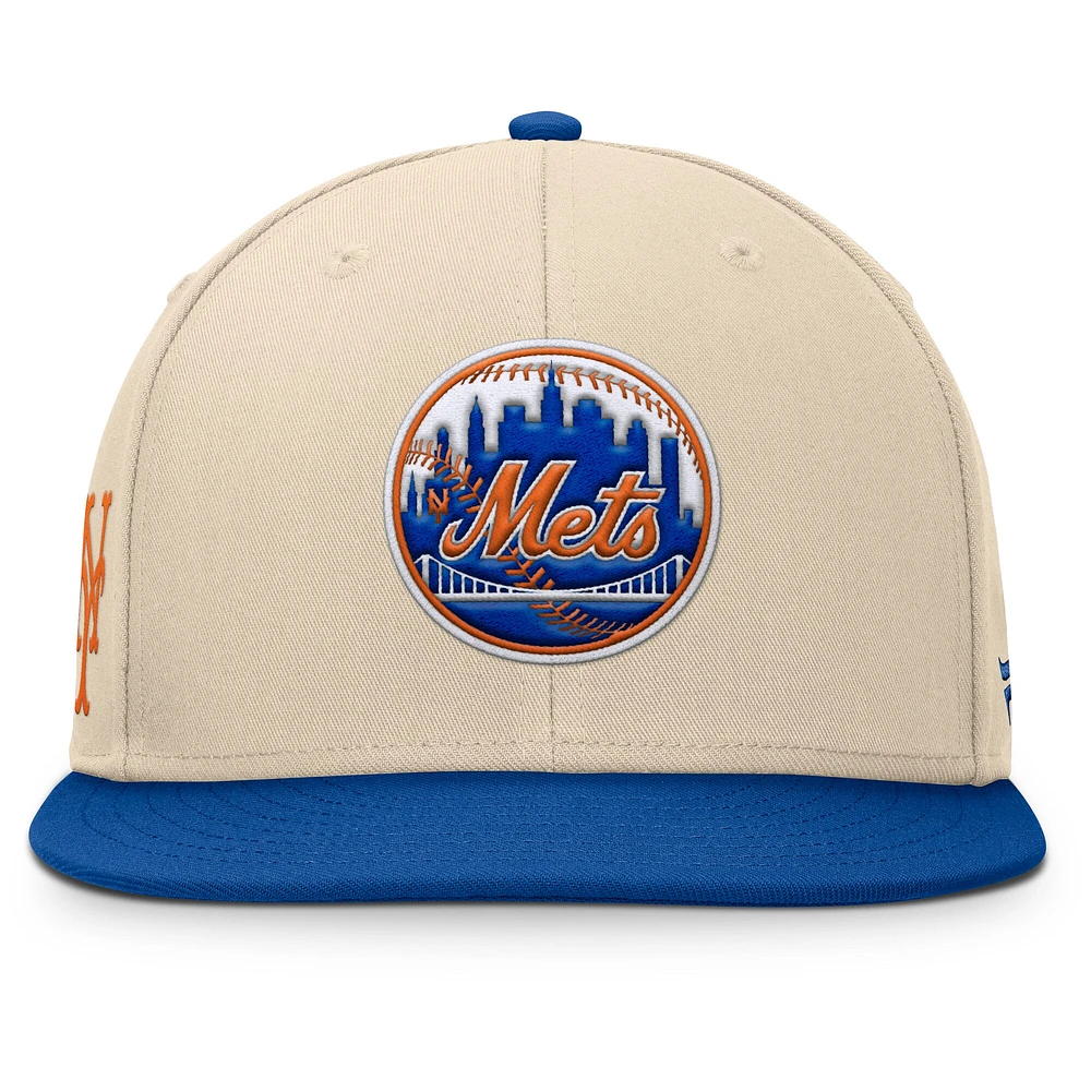 Men's Fanatics Natural/Royal New York Mets Cooperstown Collection Bounder Snapback Hat