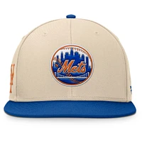 Men's Fanatics Natural/Royal New York Mets Cooperstown Collection Bounder Snapback Hat