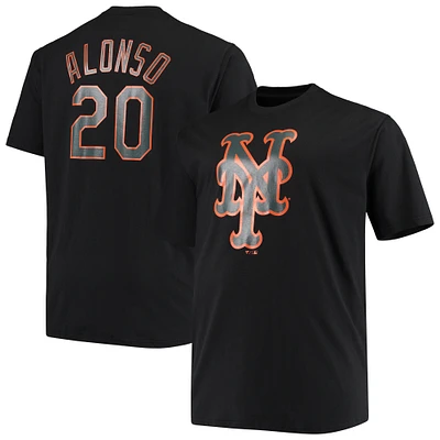 Fanatics Pete Alonso pour hommes - T-shirt noir avec nom et numéro des New York Mets Big & Tall