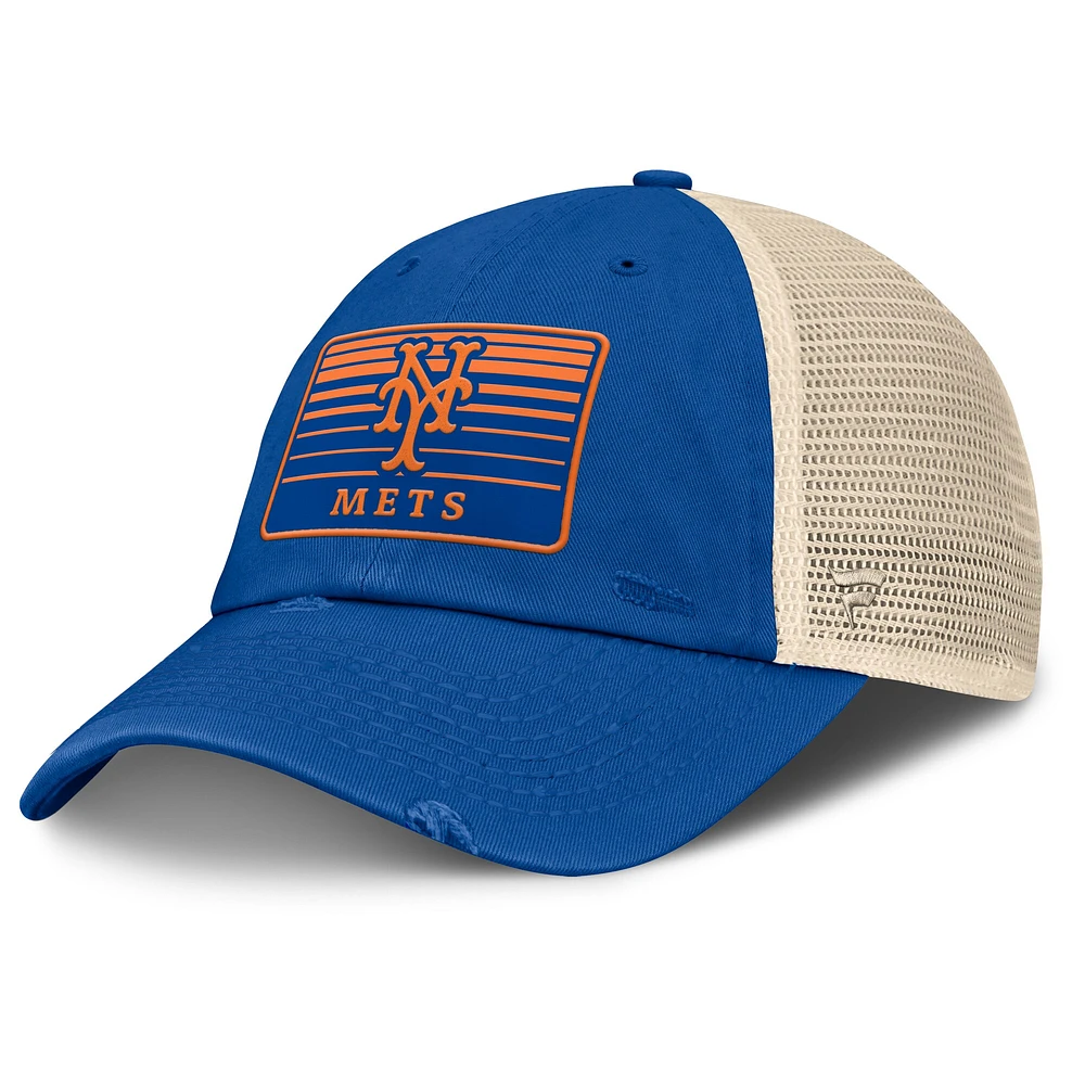 Casquette ajustable en maille Eastbound pour homme Fanatics Royal/Natural New York Mets Cooperstown Collection