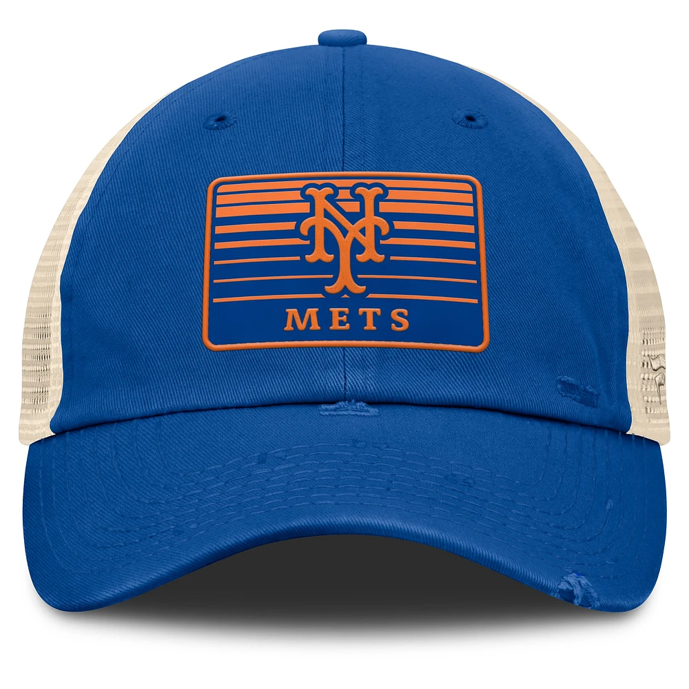 Casquette ajustable en maille Eastbound pour homme Fanatics Royal/Natural New York Mets Cooperstown Collection