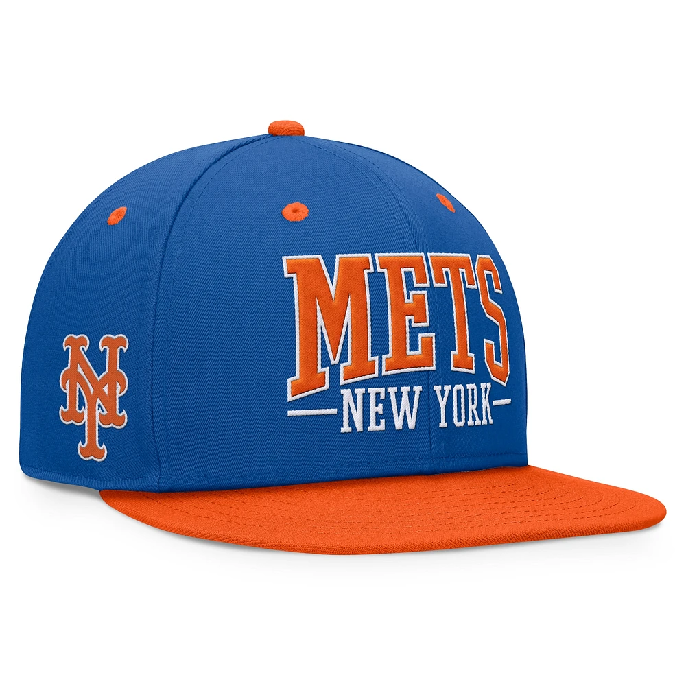 Men's Fanatics Royal/Orange New York Mets Fundamental Bold Snapback Hat