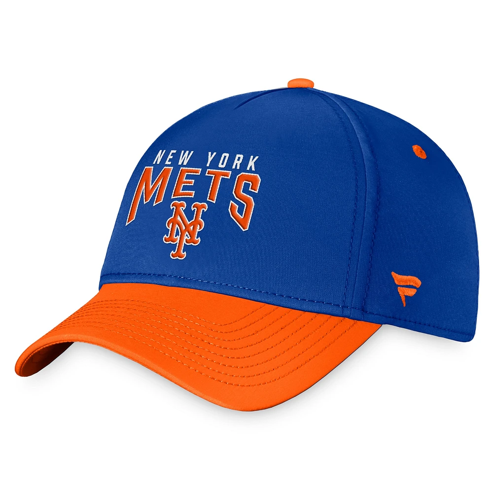 Casquette flexible à logo empilé Fanatics Royal/Orange New York Mets pour hommes