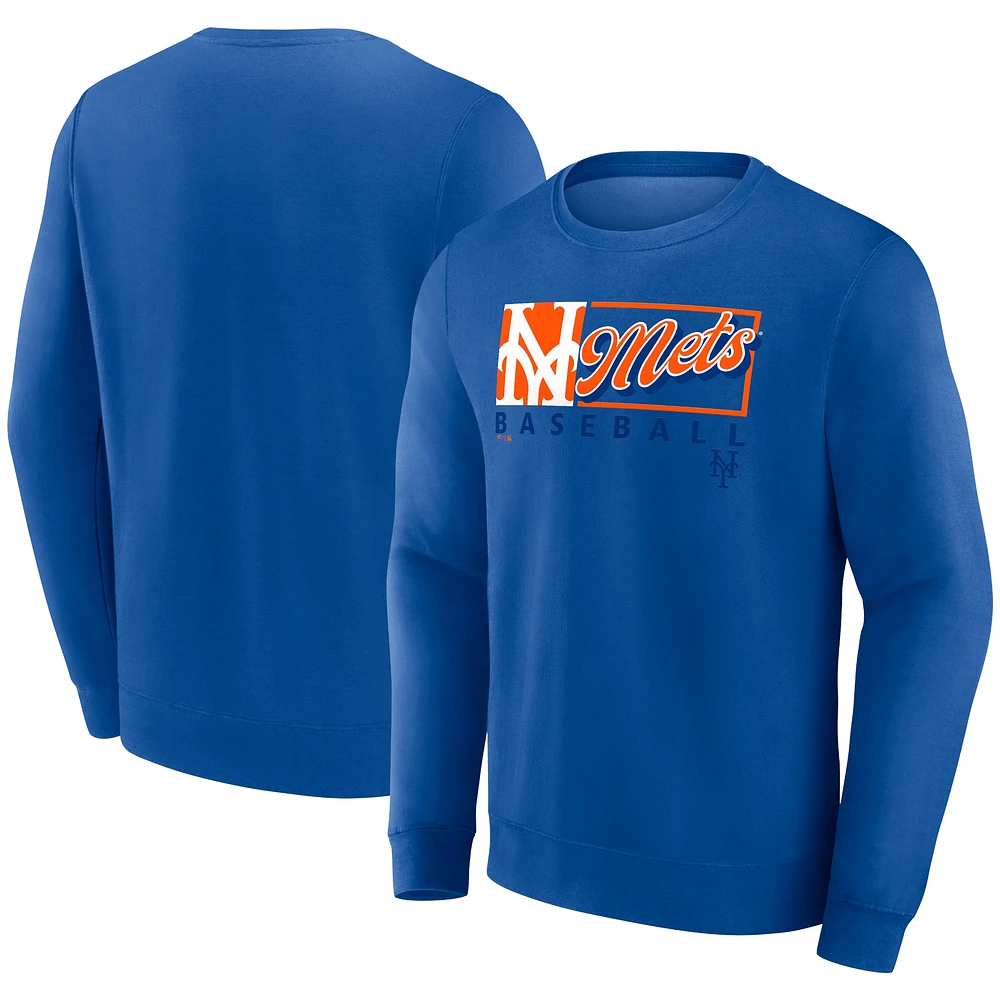 Men's Fanatics Royal New York Mets Focus Fleece Pullover Sweatshirt