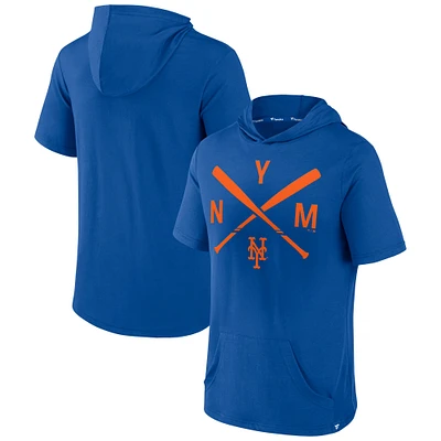 Men's Fanatics Royal New York Mets Iconic Rebel Short Sleeve Hooded Top