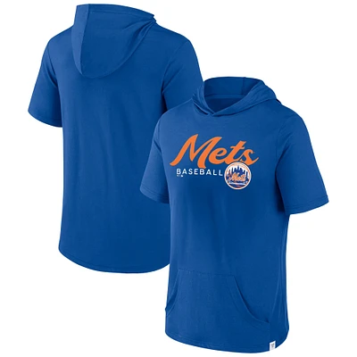 Sweat à capuche manches courtes pour hommes Fanatics Royal New York Mets Offensive Strategy