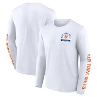 T-shirt à manches longues pour homme Fanatics New York Mets Press Box blanc