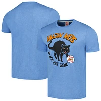 Men's Homage Light Blue New York Mets Doodle Collection Black Cat Game Tri-Blend T-Shirt