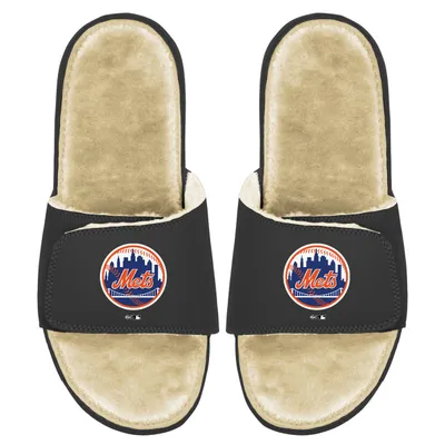 New York Mets ISlide Men's Faux Fur Slide Sandals - Black/Tan