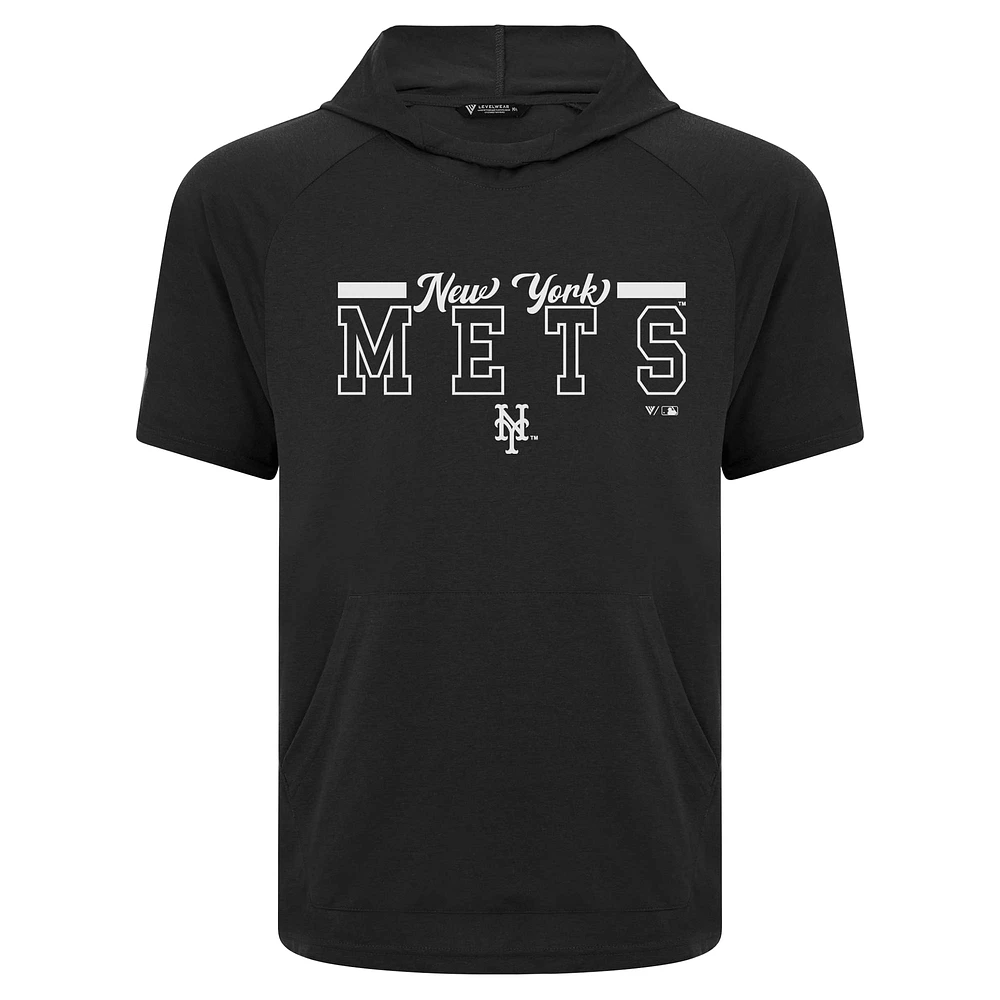 Men's Levelwear Black New York Mets Phase Vanguard Hoodie T-Shirt