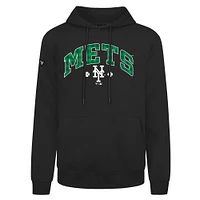 Men's Levelwear  Black New York Mets St. Patrick's Day Podium Plaid Pullover Hoodie