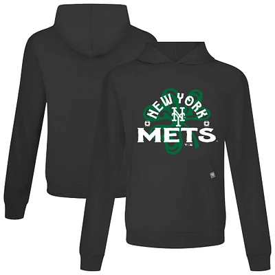 Men's Levelwear Black New York Mets St. Patrick's Day Relay Shamrock Pullover Hoodie