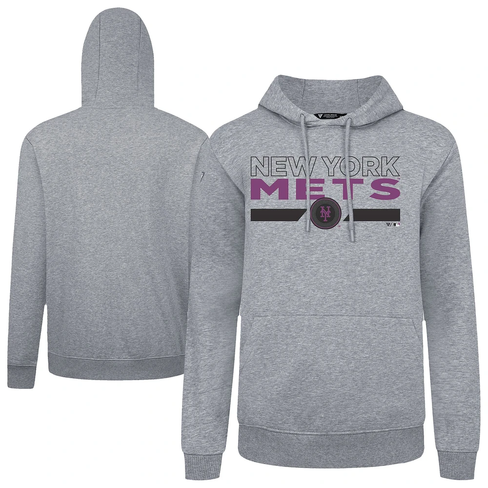 Men's Levelwear Gray New York Mets Accolade Podium No Hitter Pullover Hoodie
