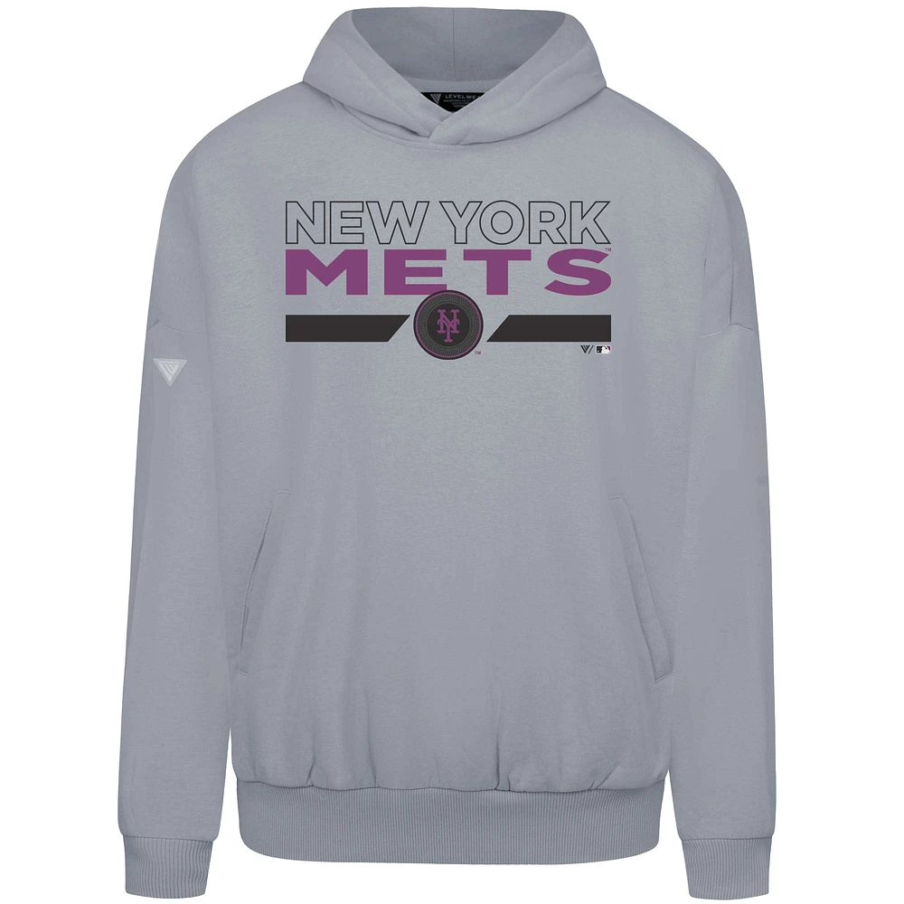 Sweat à capuche gris City Connect Contact No Hitter pour homme des Mets de New York