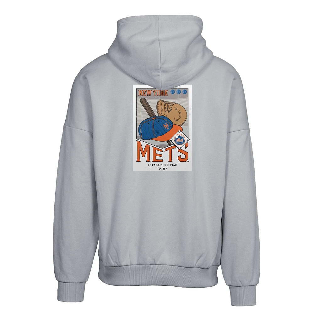 Sweat à capuche gris pour homme Levelwear New York Mets Contact Pro Card