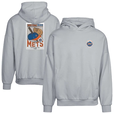 Sweat à capuche gris pour homme Levelwear New York Mets Contact Pro Card
