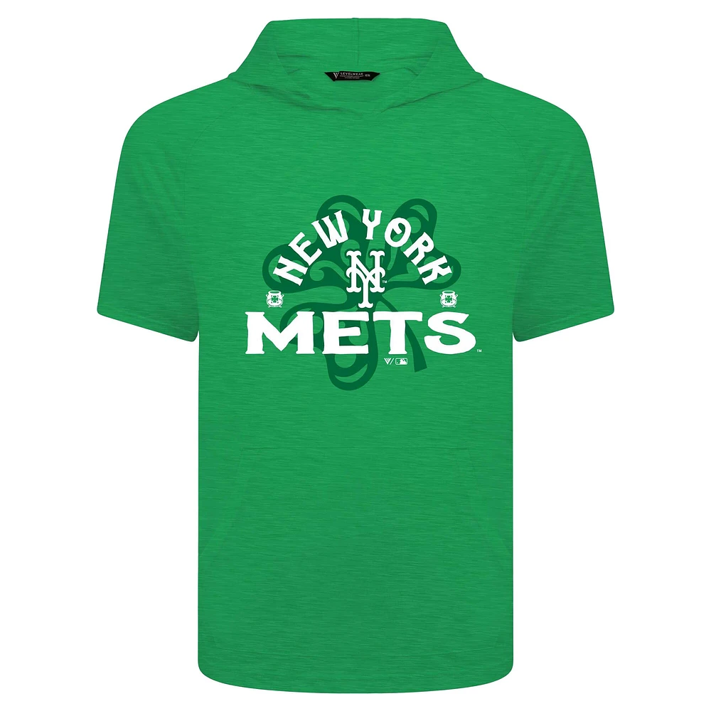 Men's Levelwear Green New York Mets St. Patrick's Day Phase Shamrock Short Sleeve T-Shirt Hoodie