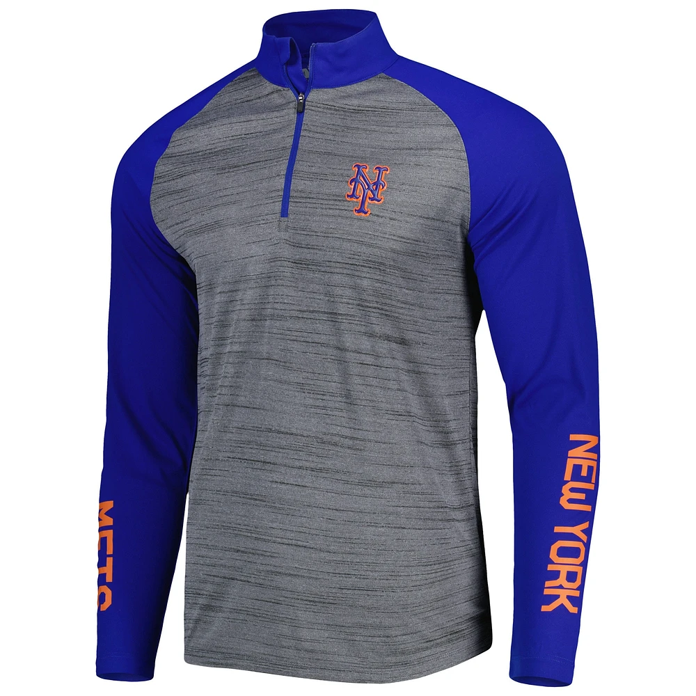 Men's Levelwear Heather Gray New York Mets Vandal Raglan Quarter-Zip Top