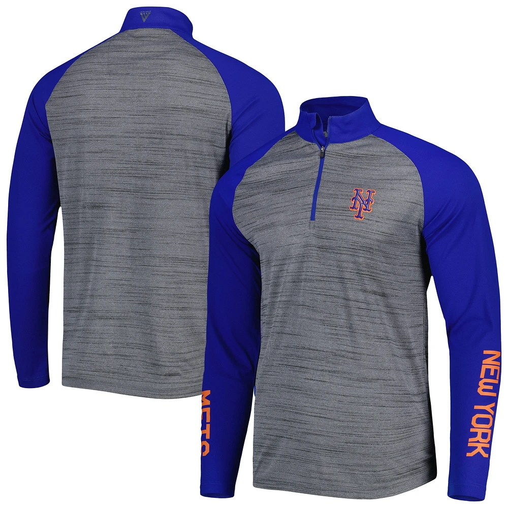 Haut à quart de zip raglan Levelwear Heather Grey Mets New York Vandal pour homme