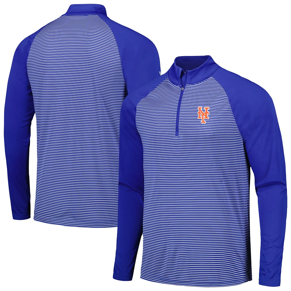 Haut raglan à rayures et quart de zip Royal New York Mets Charter Levelwear pour homme