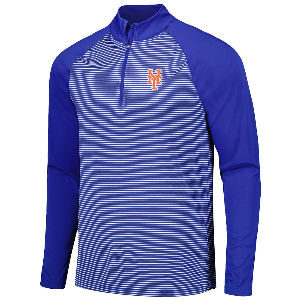 Haut raglan à rayures et quart de zip Royal New York Mets Charter Levelwear pour homme