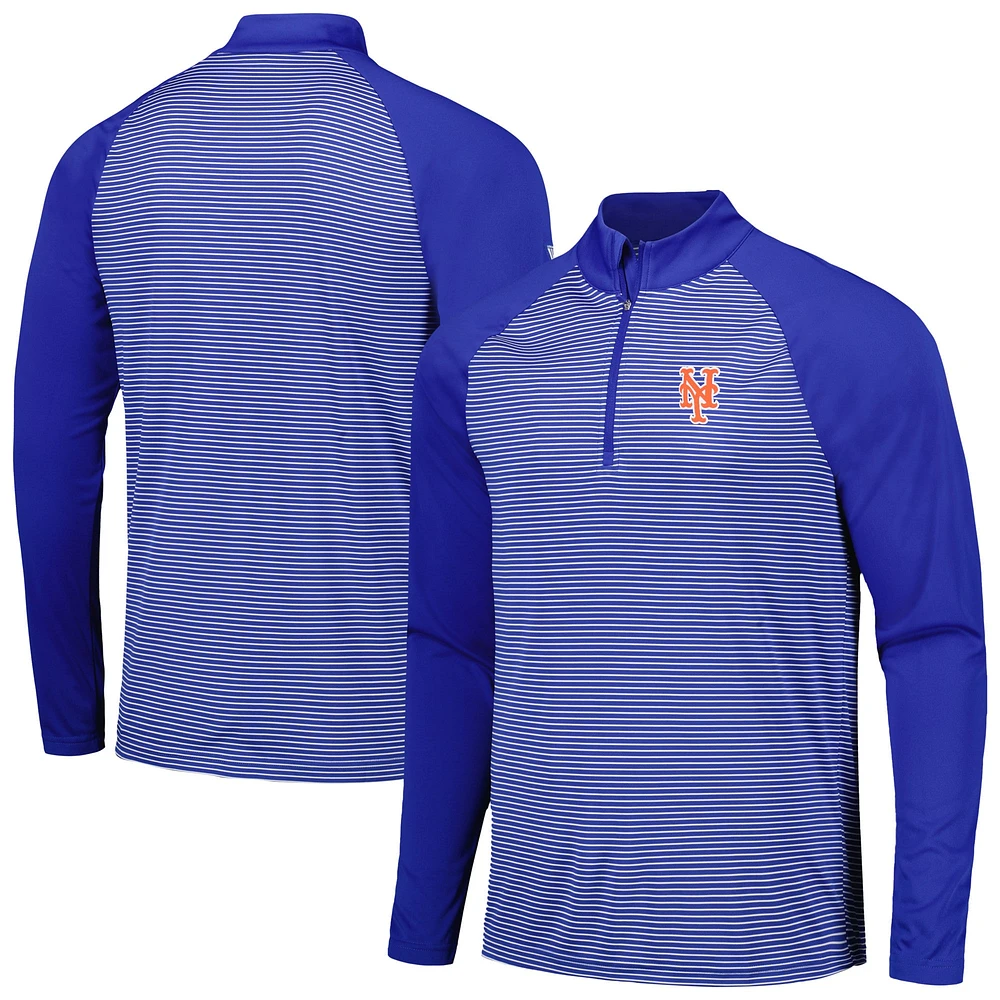 Men's Levelwear Royal New York Mets Charter Striped Raglan Quarter-Zip Top