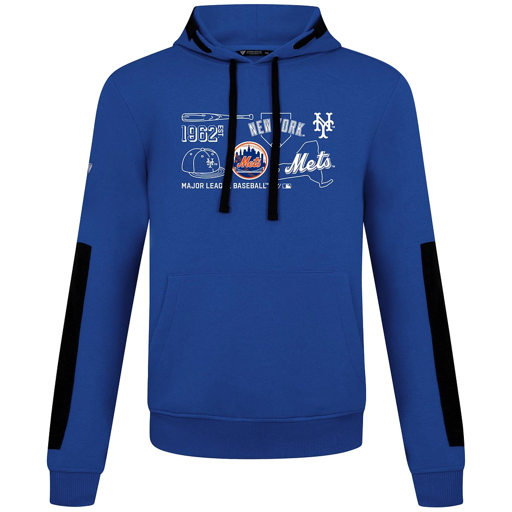 Men's Levelwear  Royal New York Mets Cooperstown Collection Bombay Campaign Pullover Hoodie