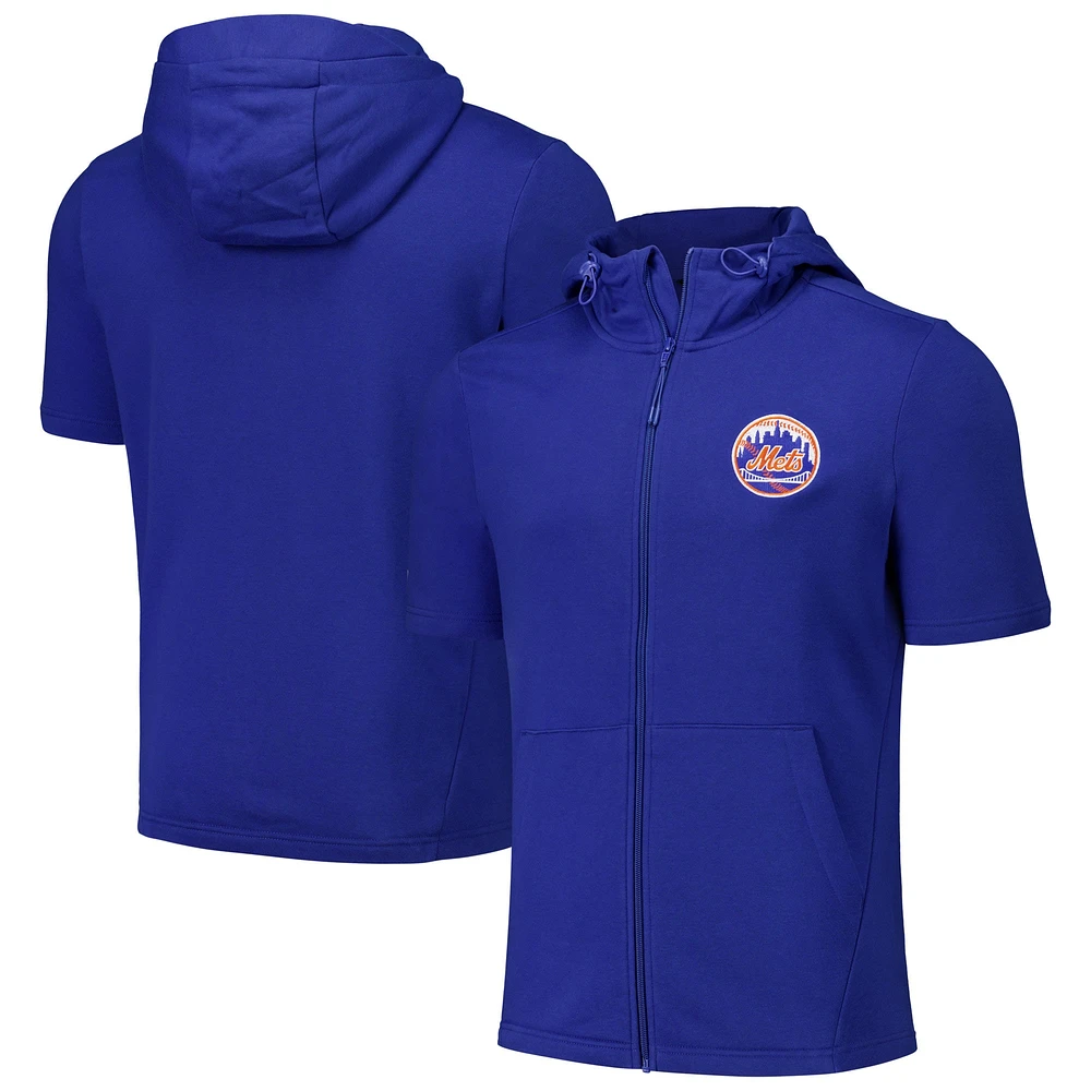 Levelwear Royal New York Mets Recruit Sweat à capuche entièrement zippé manches courtes pour hommes