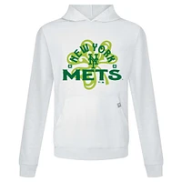 Sweat à capuche blanc pour homme avec motif trèfle relais de la Saint-Patrick des Mets New York