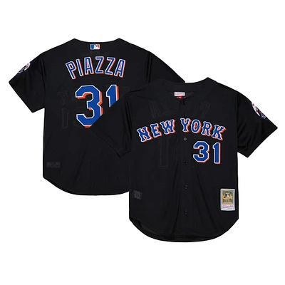 Maillot d'entraînement au bâton 2000 Mitchell & Ness Mike Piazza pour hommes, noir, collection New York Mets Cooperstown