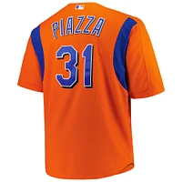 Men's Mitchell & Ness Mike Piazza Orange New York Mets Big Tall Cooperstown Collection Mesh Batting Practice Jersey