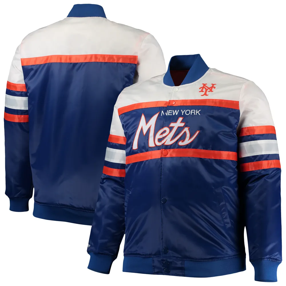 New York Mets Mitchell & Ness Big & Tall Coaches Satin Full-Snap Jacket -  Royal/Orange