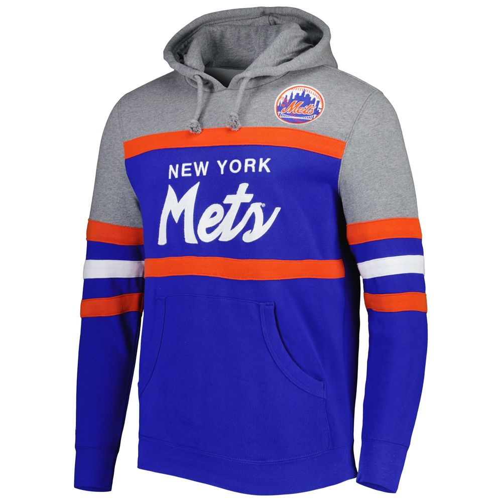 Men's New York Mets Mitchell & Ness Royal Head Coach Pullover Hoodie