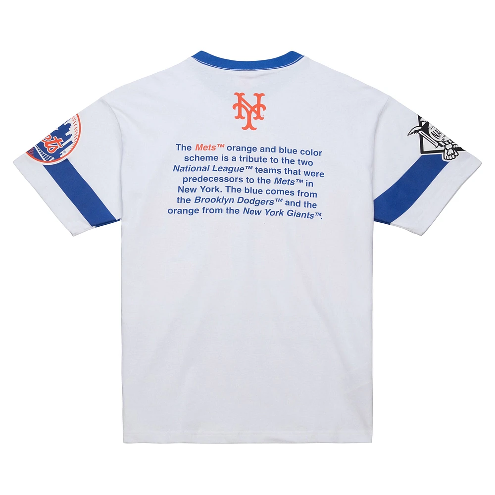 Men's Mitchell & Ness White New York Mets Cooperstown Collection Team Origins Premium T-Shirt