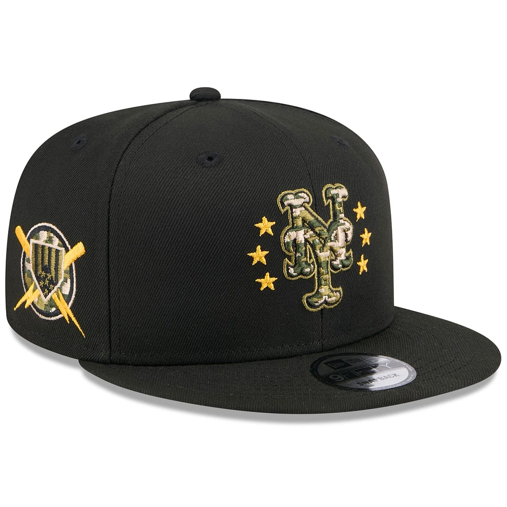 Men's New Era  Black New York Mets 2024 Armed Forces Day 9FIFTY Snapback Hat