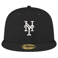 Casquette ajustée New Era 59FIFTY Trucker noire des York Mets pour homme