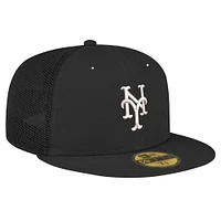 Casquette ajustée New Era 59FIFTY Trucker noire des York Mets pour homme