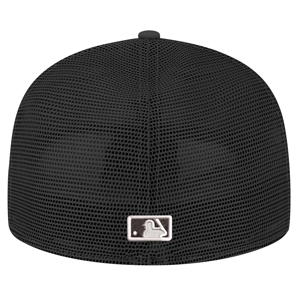 Casquette ajustée New Era 59FIFTY Trucker noire des York Mets pour homme