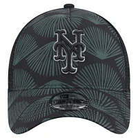 Men's New Era  Black New York Mets 9FORTY A-Frame Trucker Adjustable Hat