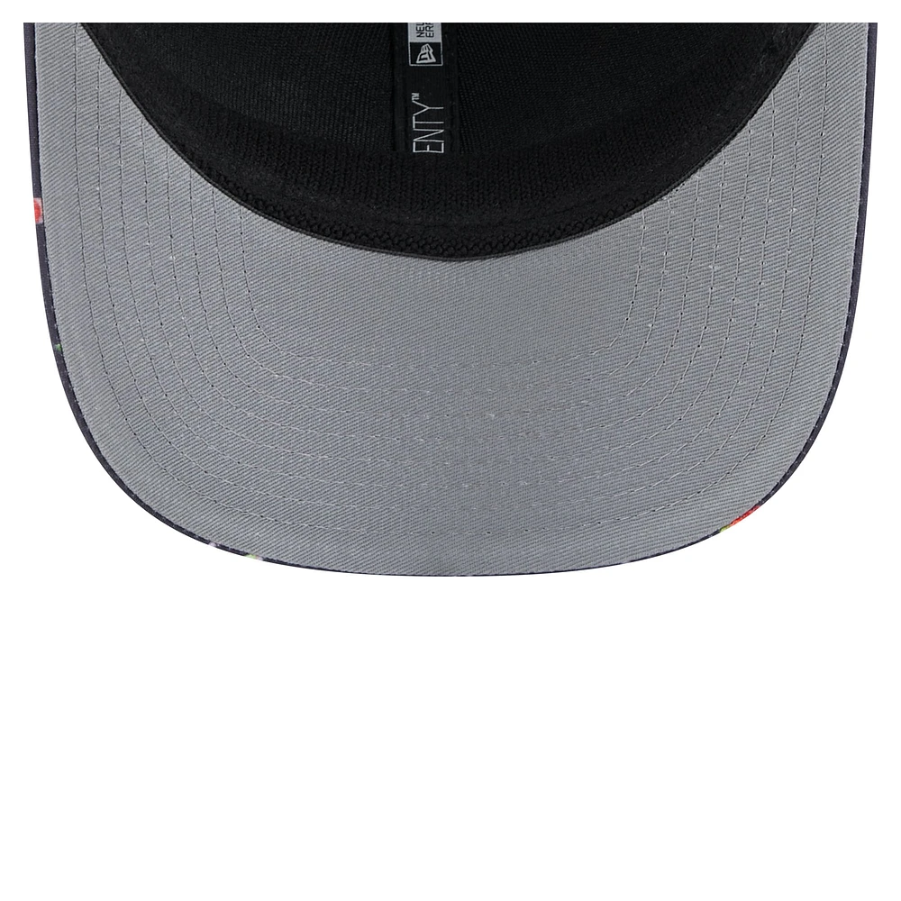Casquette extensible à bouton-pression New Era noire New York Mets Adventure Drinks Pattern 9SEVENTY pour homme