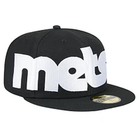 Men's New Era Black York Mets Checkered Undervisor 59FIFTY Fitted Hat