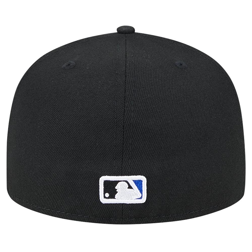 Casquette ajustée 59FIFTY à carreaux New Era pour hommes, noire, York Mets